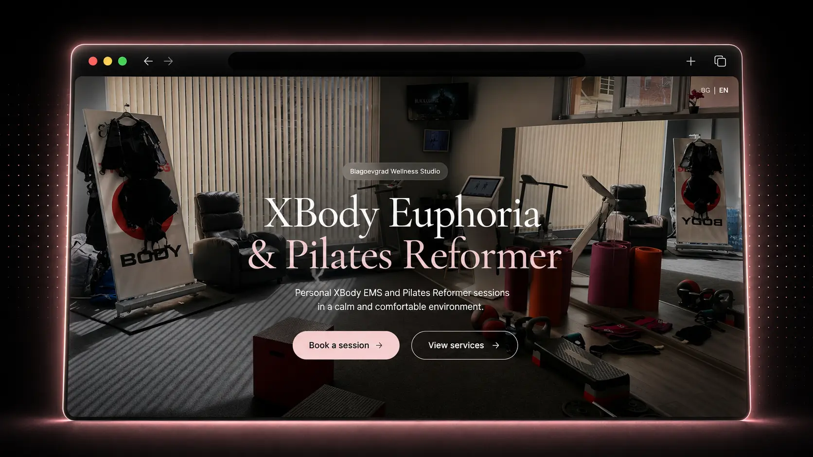 Euphoria Wellness website preview showing a modern wellness studio landing page.